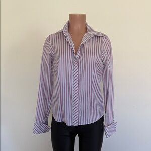 Chic Striped Button-Down Shirt for Women size 8, Pinx London